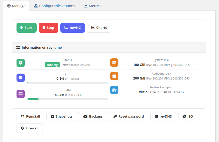 Client area overview