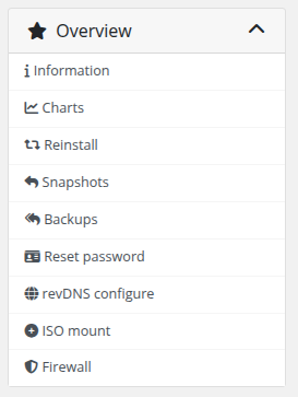 Client area sidebar