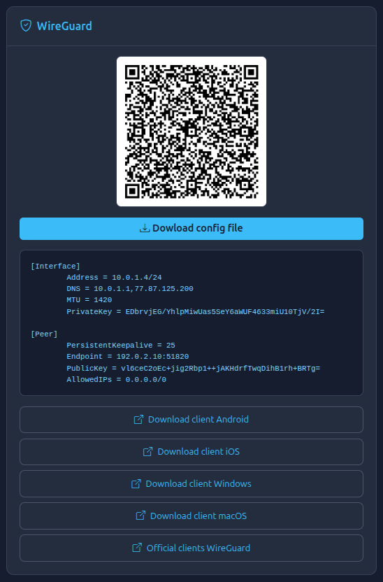 WireGuard OTL Client View