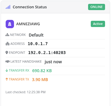 Connection status card