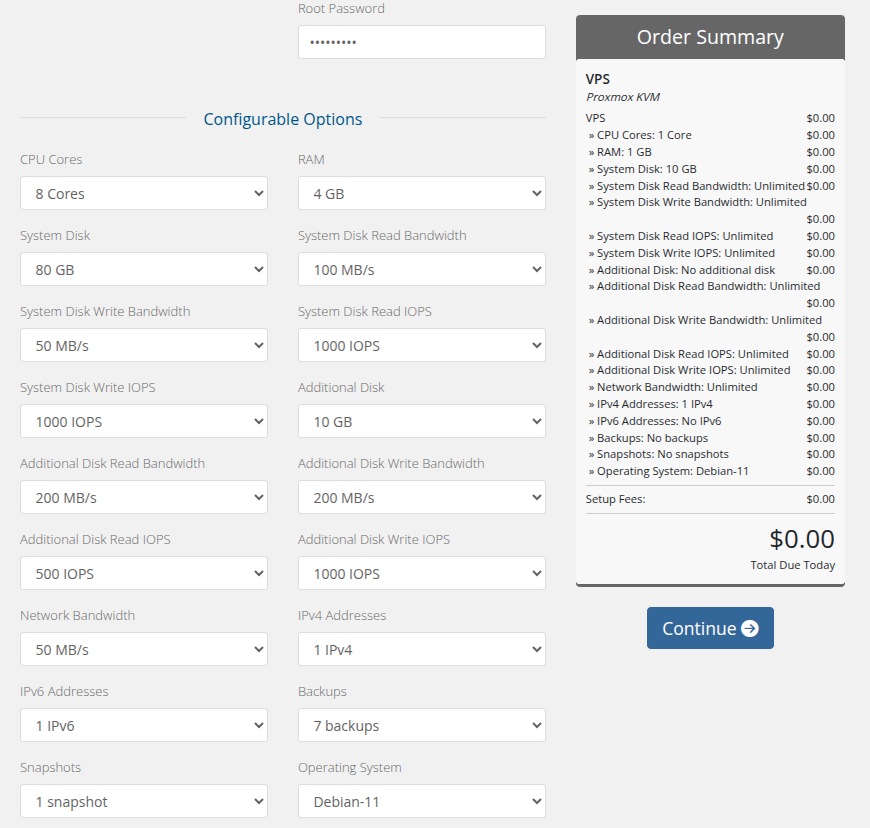 Client order form with Configurable Options
