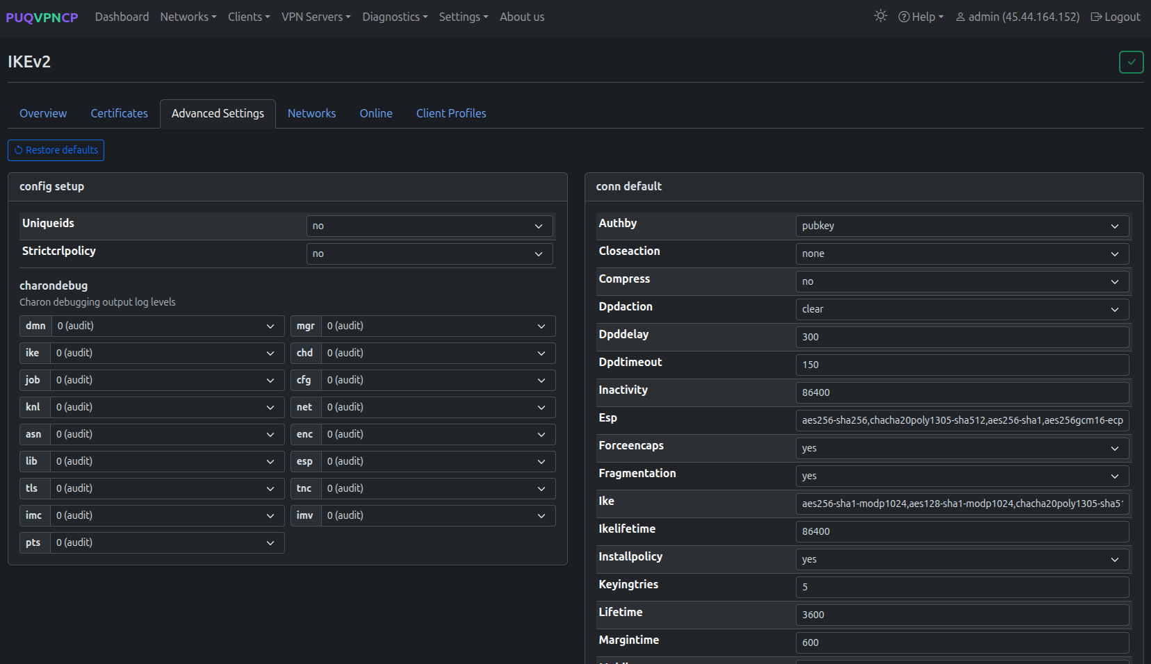 IKEv2 status