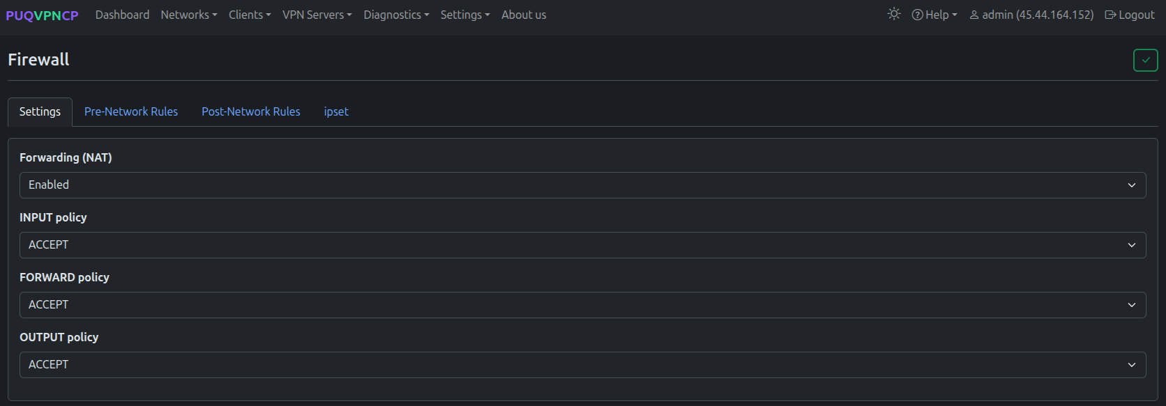 Firewall settings