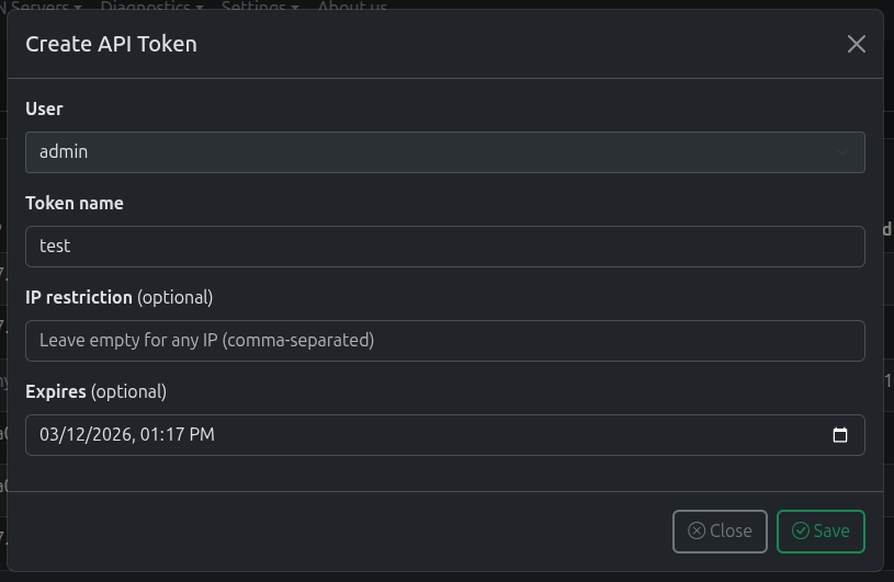Create token