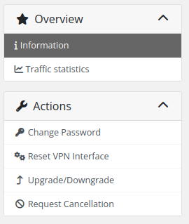 Client area sidebar