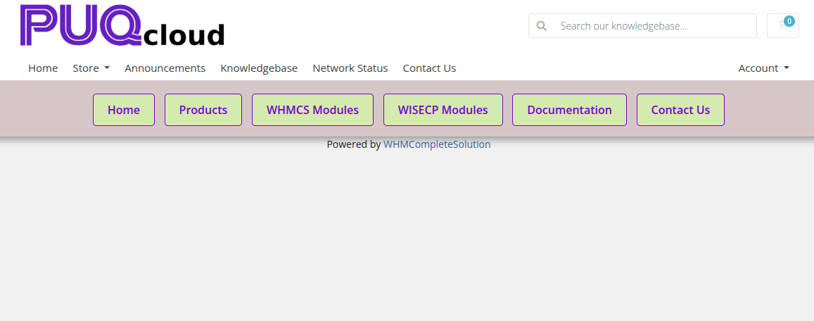 Mini Menu widget on the frontend