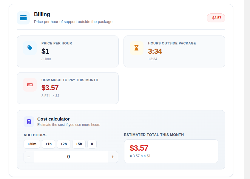 Billing and cost calculator