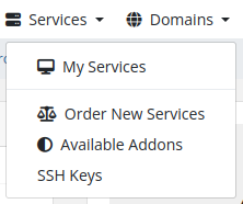 Services Navigation Menu with SSH Keys