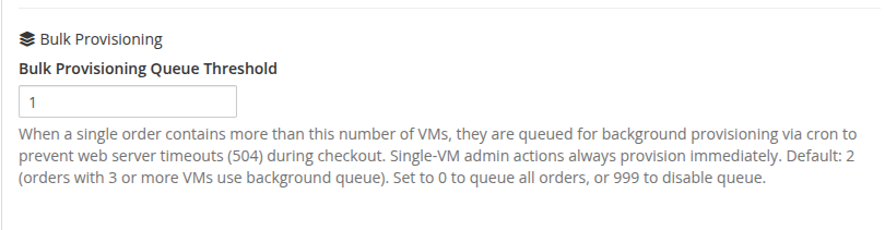 Bulk Provisioning settings